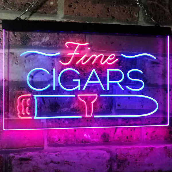 ADVPRO Fine Cigars Shop Smoking Room Man Cave Dual Color LED Neon Sign st6-i2510 - Blue & Red