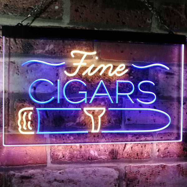 ADVPRO Fine Cigars Shop Smoking Room Man Cave Dual Color LED Neon Sign st6-i2510 - Blue & Yellow