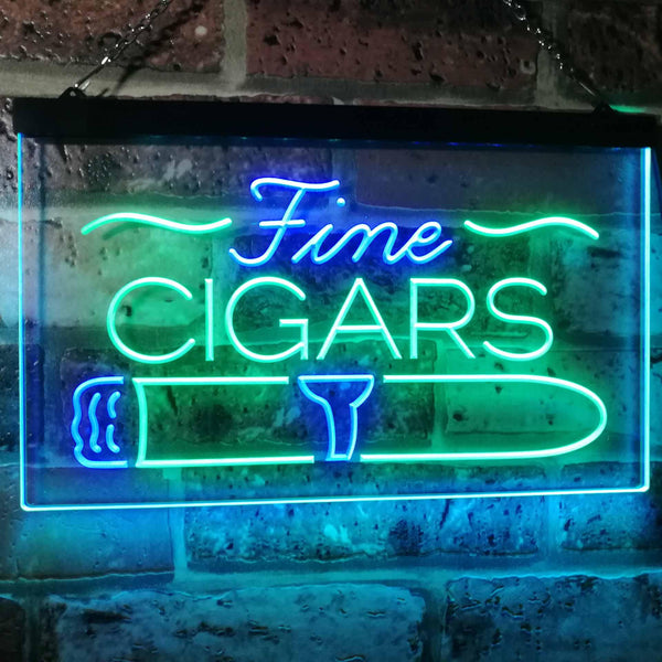 ADVPRO Fine Cigars Shop Smoking Room Man Cave Dual Color LED Neon Sign st6-i2510 - Green & Blue