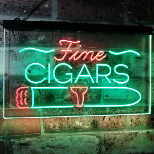 ADVPRO Fine Cigars Shop Smoking Room Man Cave Dual Color LED Neon Sign st6-i2510 - Green & Red