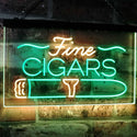 ADVPRO Fine Cigars Shop Smoking Room Man Cave Dual Color LED Neon Sign st6-i2510 - Green & Yellow