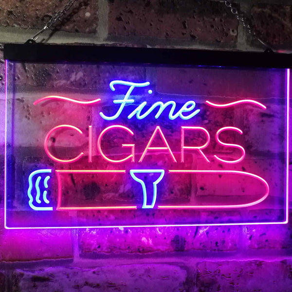 ADVPRO Fine Cigars Shop Smoking Room Man Cave Dual Color LED Neon Sign st6-i2510 - Red & Blue