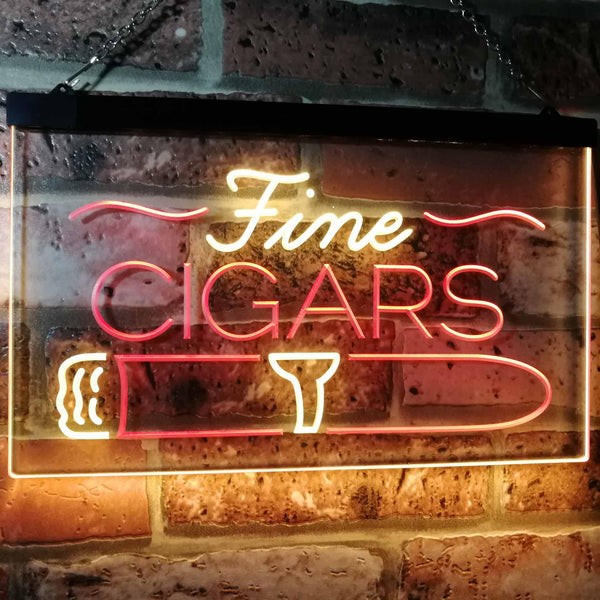 ADVPRO Fine Cigars Shop Smoking Room Man Cave Dual Color LED Neon Sign st6-i2510 - Red & Yellow