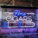 ADVPRO Fine Cigars Shop Smoking Room Man Cave Dual Color LED Neon Sign st6-i2510 - White & Blue