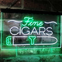 ADVPRO Fine Cigars Shop Smoking Room Man Cave Dual Color LED Neon Sign st6-i2510 - White & Green