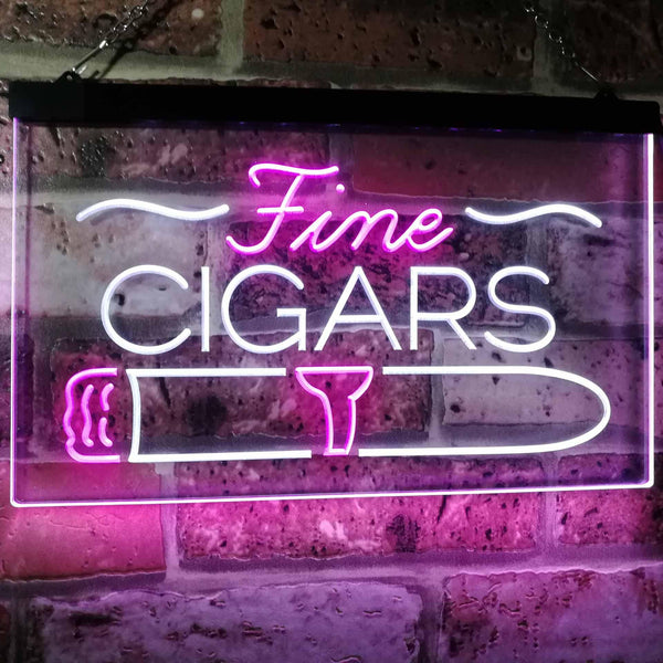 ADVPRO Fine Cigars Shop Smoking Room Man Cave Dual Color LED Neon Sign st6-i2510 - White & Purple