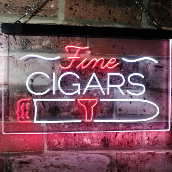 ADVPRO Fine Cigars Shop Smoking Room Man Cave Dual Color LED Neon Sign st6-i2510 - White & Red
