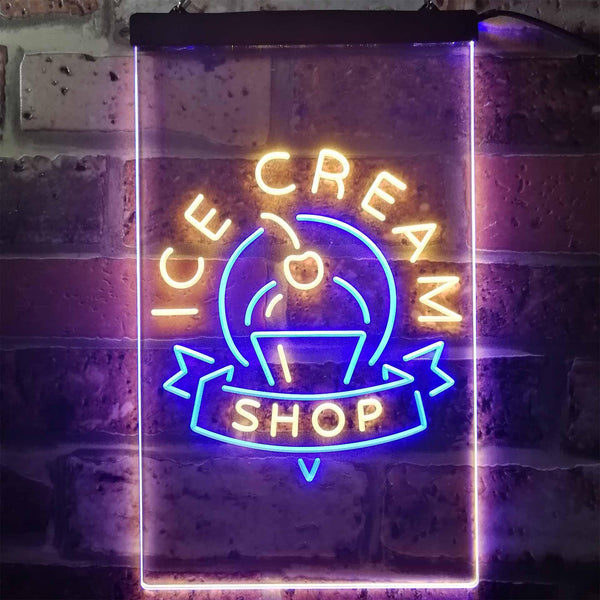 ADVPRO Ice Cream Shop Cafe  Dual Color LED Neon Sign st6-i2518 - Blue & Yellow