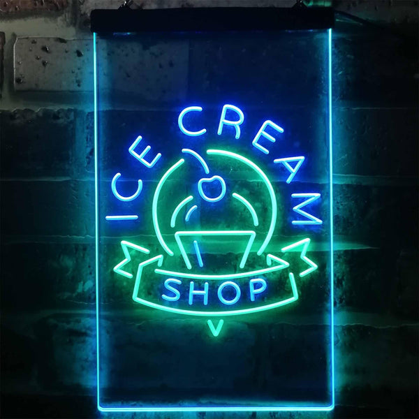 ADVPRO Ice Cream Shop Cafe  Dual Color LED Neon Sign st6-i2518 - Green & Blue