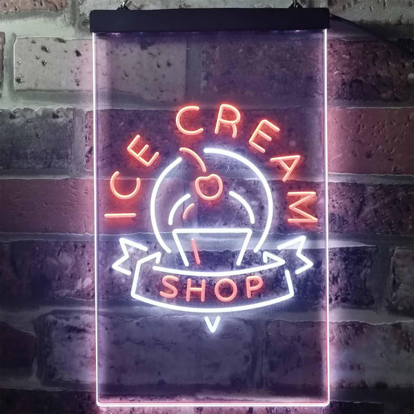 ADVPRO Ice Cream Shop Cafe  Dual Color LED Neon Sign st6-i2518 - White & Orange
