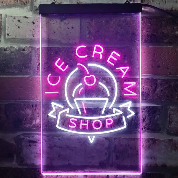 ADVPRO Ice Cream Shop Cafe  Dual Color LED Neon Sign st6-i2518 - White & Purple