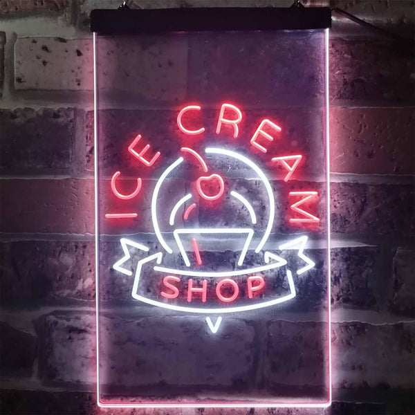 ADVPRO Ice Cream Shop Cafe  Dual Color LED Neon Sign st6-i2518 - White & Red