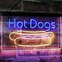 ADVPRO Hot Dogs Cafe Kitchen Decor Dual Color LED Neon Sign st6-i2519 - Blue & Yellow