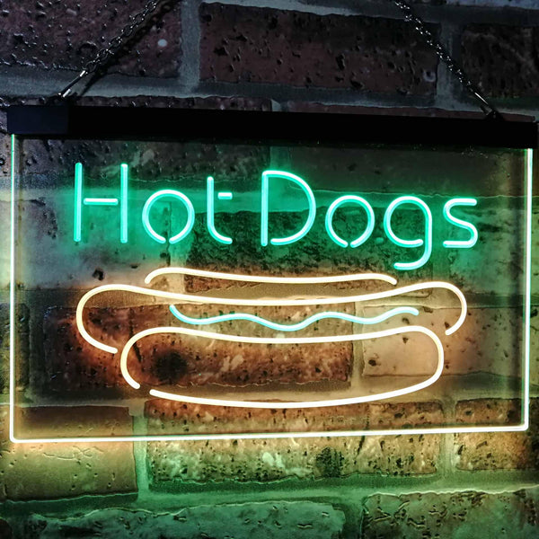 ADVPRO Hot Dogs Cafe Kitchen Decor Dual Color LED Neon Sign st6-i2519 - Green & Yellow