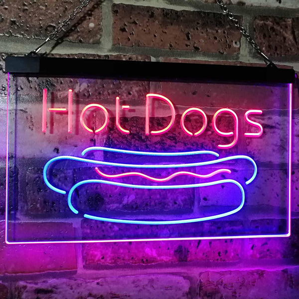 ADVPRO Hot Dogs Cafe Kitchen Decor Dual Color LED Neon Sign st6-i2519 - Red & Blue
