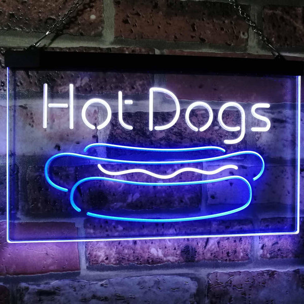 ADVPRO Hot Dogs Cafe Kitchen Decor Dual Color LED Neon Sign st6-i2519 - White & Blue