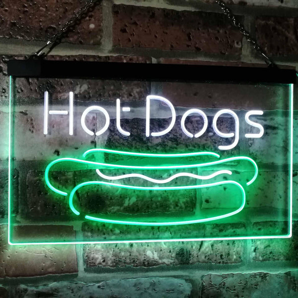 ADVPRO Hot Dogs Cafe Kitchen Decor Dual Color LED Neon Sign st6-i2519 - White & Green