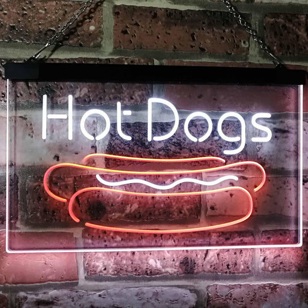 ADVPRO Hot Dogs Cafe Kitchen Decor Dual Color LED Neon Sign st6-i2519 - White & Orange
