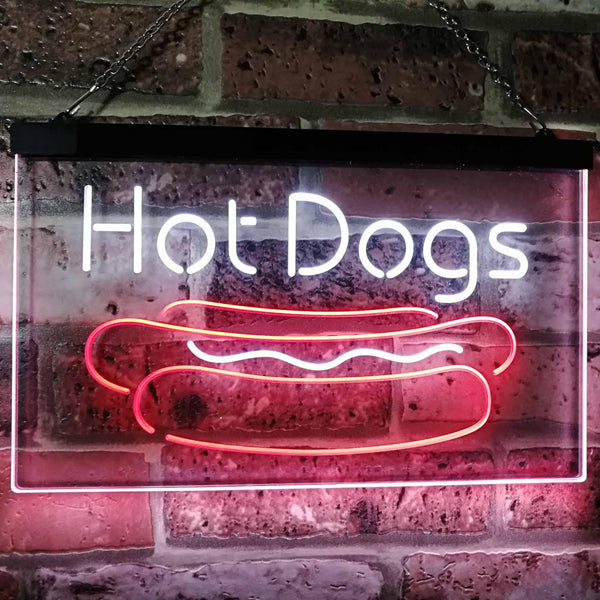 ADVPRO Hot Dogs Cafe Kitchen Decor Dual Color LED Neon Sign st6-i2519 - White & Red