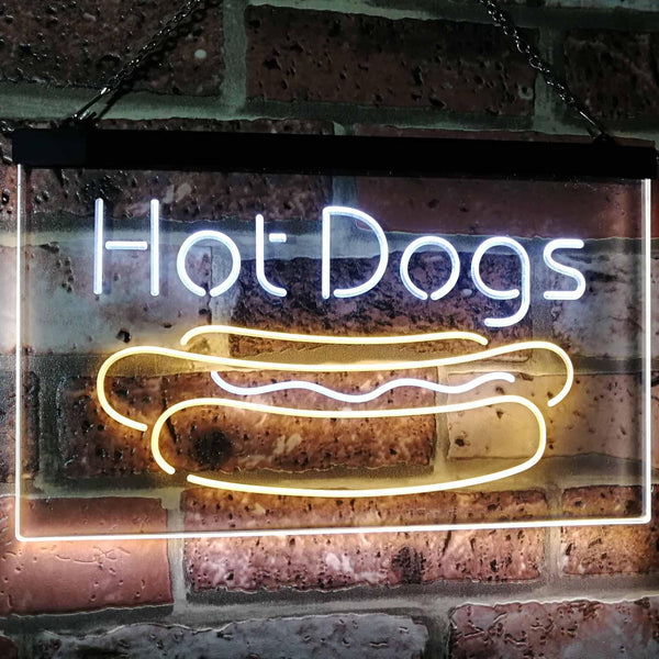 ADVPRO Hot Dogs Cafe Kitchen Decor Dual Color LED Neon Sign st6-i2519 - White & Yellow