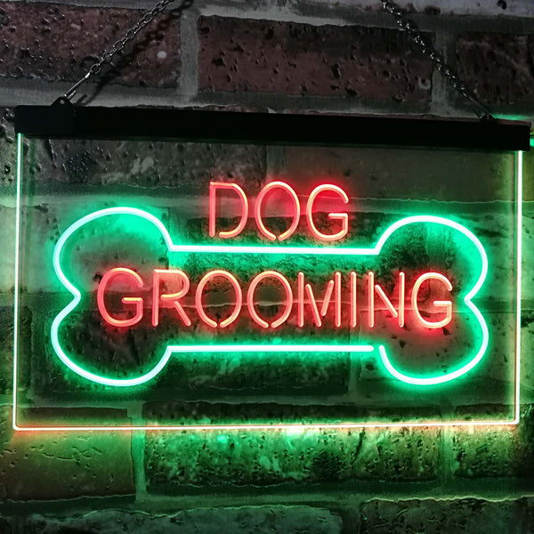 ADVPRO Dog Grooming Bone Dog Lover Dual Color LED Neon Sign st6-i2529 - Green & Red