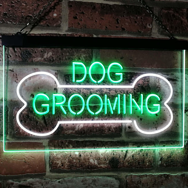 ADVPRO Dog Grooming Bone Dog Lover Dual Color LED Neon Sign st6-i2529 - White & Green