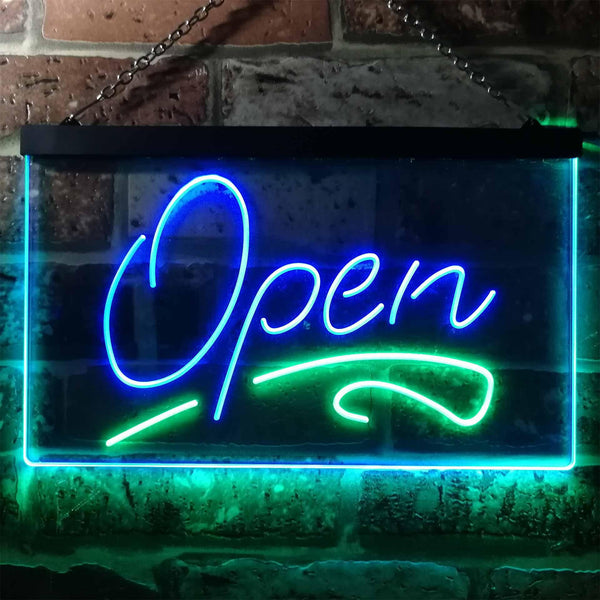 ADVPRO Open Shop Script Display Bar Club Beer Dual Color LED Neon Sign st6-i2536 - Green & Blue