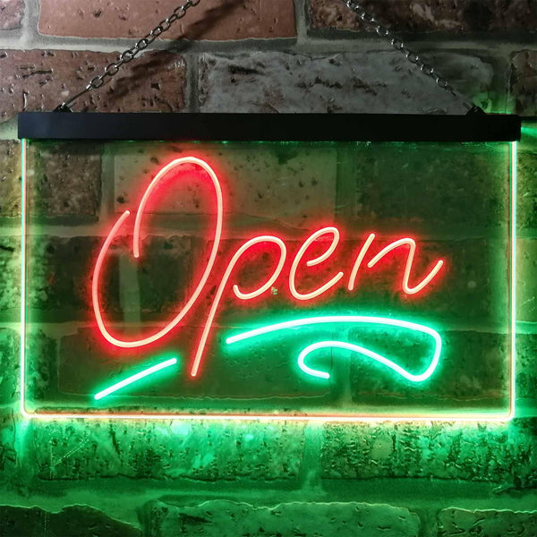 ADVPRO Open Shop Script Display Bar Club Beer Dual Color LED Neon Sign st6-i2536 - Green & Red