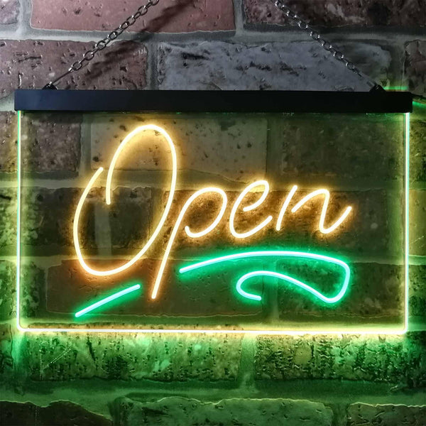 ADVPRO Open Shop Script Display Bar Club Beer Dual Color LED Neon Sign st6-i2536 - Green & Yellow