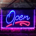 ADVPRO Open Shop Script Display Bar Club Beer Dual Color LED Neon Sign st6-i2536 - Red & Blue