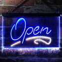 ADVPRO Open Shop Script Display Bar Club Beer Dual Color LED Neon Sign st6-i2536 - White & Blue