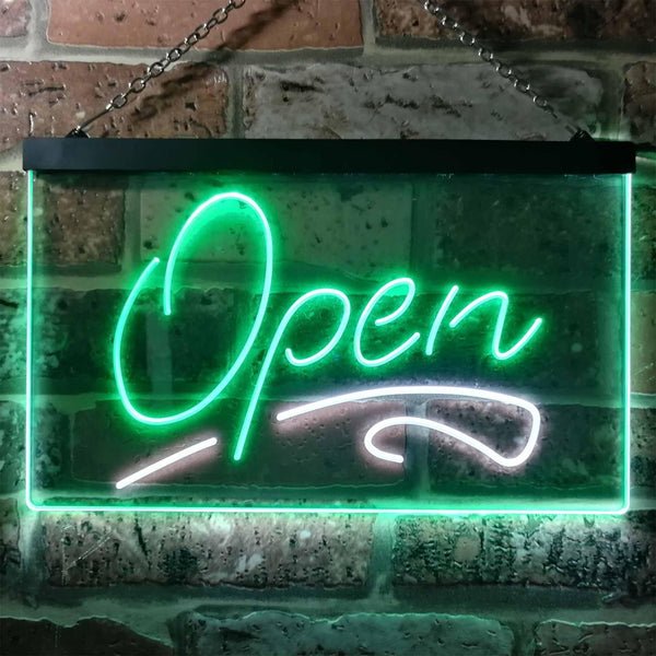 ADVPRO Open Shop Script Display Bar Club Beer Dual Color LED Neon Sign st6-i2536 - White & Green