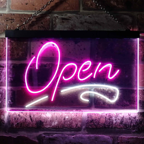 ADVPRO Open Shop Script Display Bar Club Beer Dual Color LED Neon Sign st6-i2536 - White & Purple
