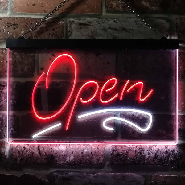 ADVPRO Open Shop Script Display Bar Club Beer Dual Color LED Neon Sign st6-i2536 - White & Red