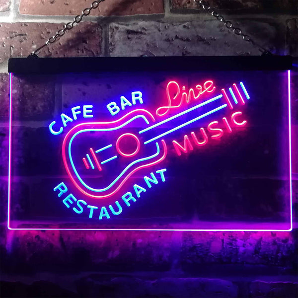 ADVPRO Guitar Live Music Cafe Bar Restaurant Beer Dual Color LED Neon Sign st6-i2544 - Blue & Red
