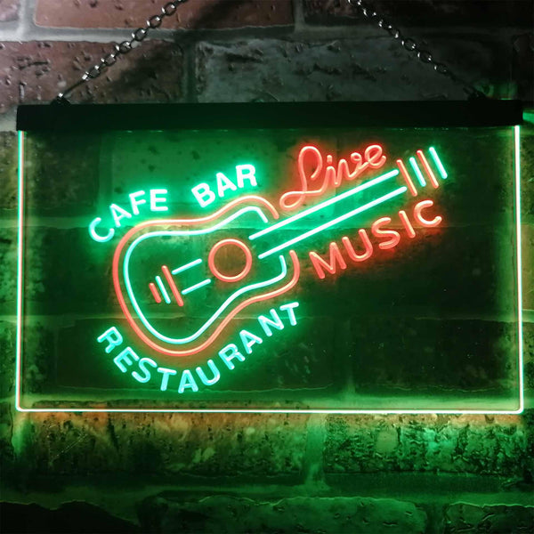 ADVPRO Guitar Live Music Cafe Bar Restaurant Beer Dual Color LED Neon Sign st6-i2544 - Green & Red