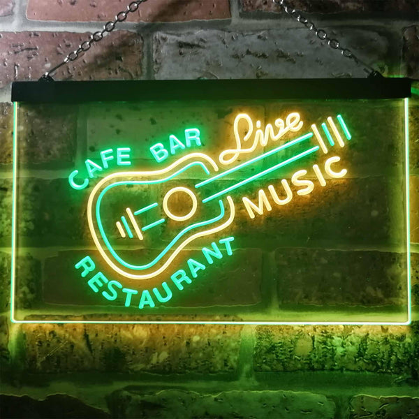 ADVPRO Guitar Live Music Cafe Bar Restaurant Beer Dual Color LED Neon Sign st6-i2544 - Green & Yellow