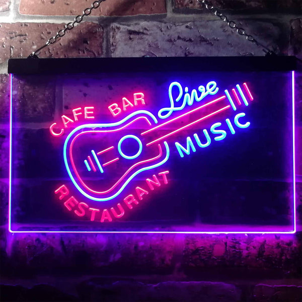 ADVPRO Guitar Live Music Cafe Bar Restaurant Beer Dual Color LED Neon Sign st6-i2544 - Red & Blue