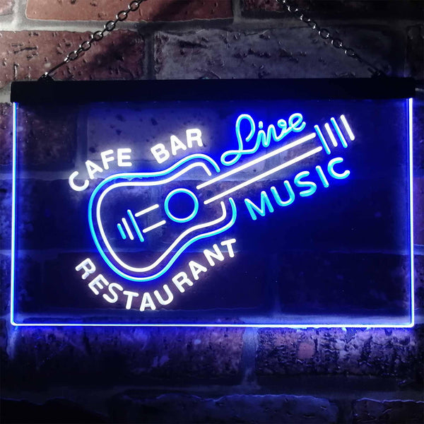 ADVPRO Guitar Live Music Cafe Bar Restaurant Beer Dual Color LED Neon Sign st6-i2544 - White & Blue