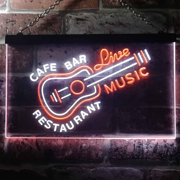 ADVPRO Guitar Live Music Cafe Bar Restaurant Beer Dual Color LED Neon Sign st6-i2544 - White & Orange