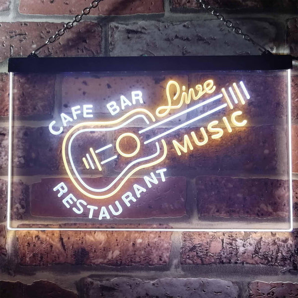 ADVPRO Guitar Live Music Cafe Bar Restaurant Beer Dual Color LED Neon Sign st6-i2544 - White & Yellow