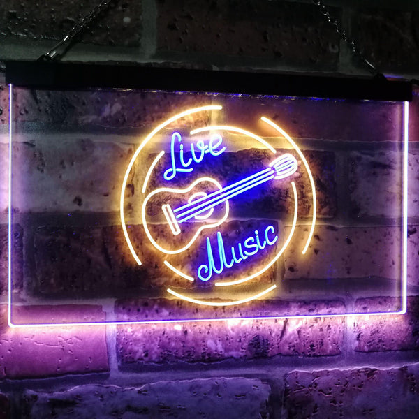 ADVPRO Live Music Guitar Band Room Studio Dual Color LED Neon Sign st6-i2546 - Blue & Yellow