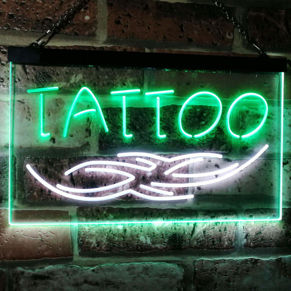 ADVPRO Tattoo Art Studio Ink Display Dual Color LED Neon Sign st6-i2550 - White & Green