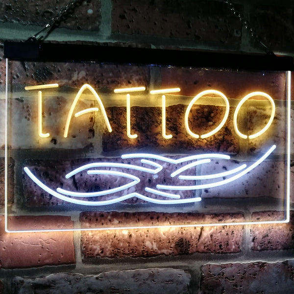 ADVPRO Tattoo Art Studio Ink Display Dual Color LED Neon Sign st6-i2550 - White & Yellow