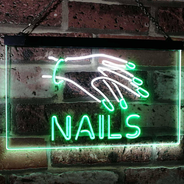 ADVPRO Nails Beauty Salon Indoor Display Dual Color LED Neon Sign st6-i2553 - White & Green