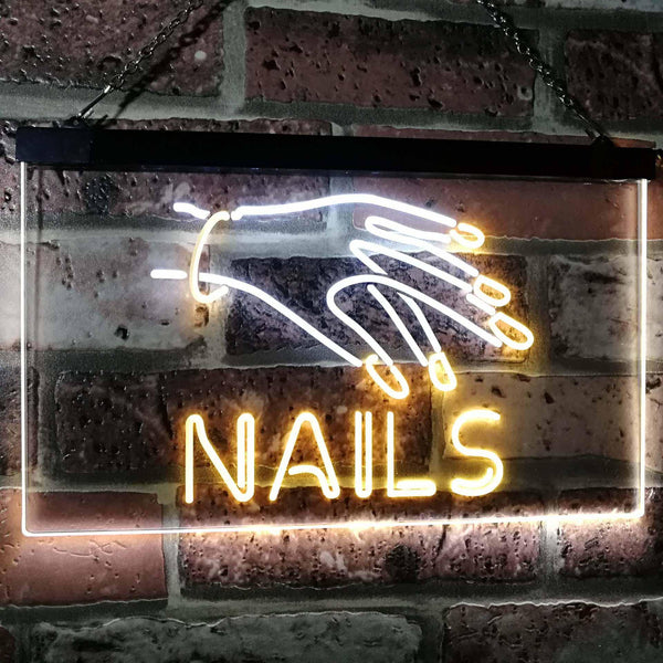 ADVPRO Nails Beauty Salon Indoor Display Dual Color LED Neon Sign st6-i2553 - White & Yellow