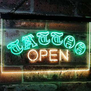 ADVPRO Tattoo Open Walk-in-Welcome Decor Display Dual Color LED Neon Sign st6-i2555 - Green & Yellow