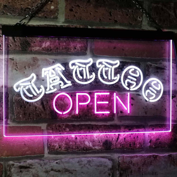 ADVPRO Tattoo Open Walk-in-Welcome Decor Display Dual Color LED Neon Sign st6-i2555 - White & Purple