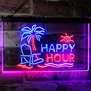 ADVPRO Happy Hour Relax Beach Sun Bar Dual Color LED Neon Sign st6-i2558 - Blue & Red