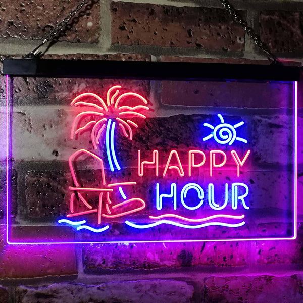 ADVPRO Happy Hour Relax Beach Sun Bar Dual Color LED Neon Sign st6-i2558 - Red & Blue